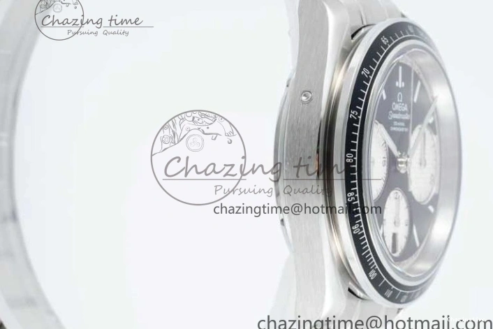 0403 Speedmaster Racing Master SS HKF Best Edition Black White Dial on SS Bracelet A Upgraded 7807